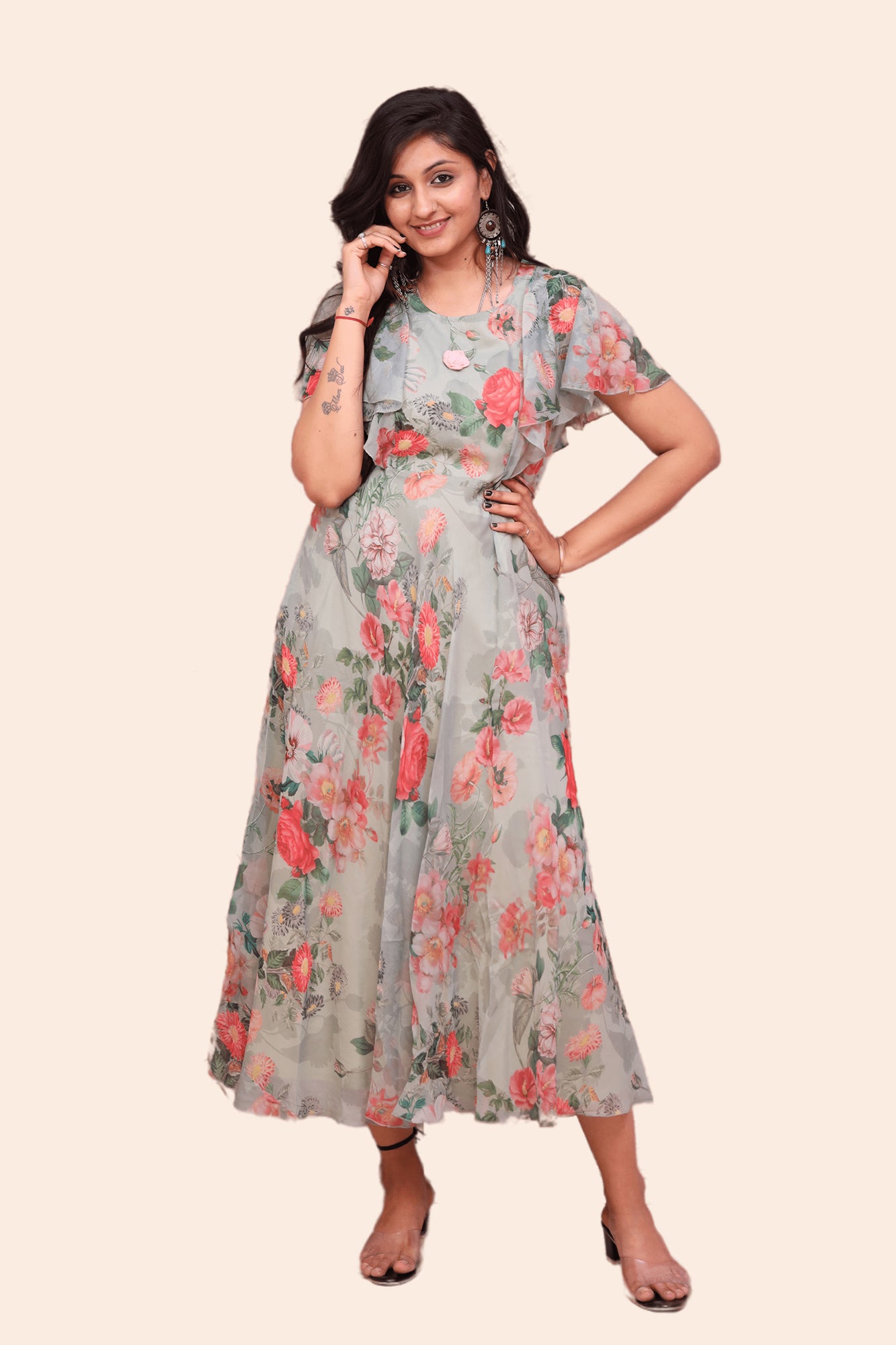 Urban Mystic Floral Print Maxi  Dress