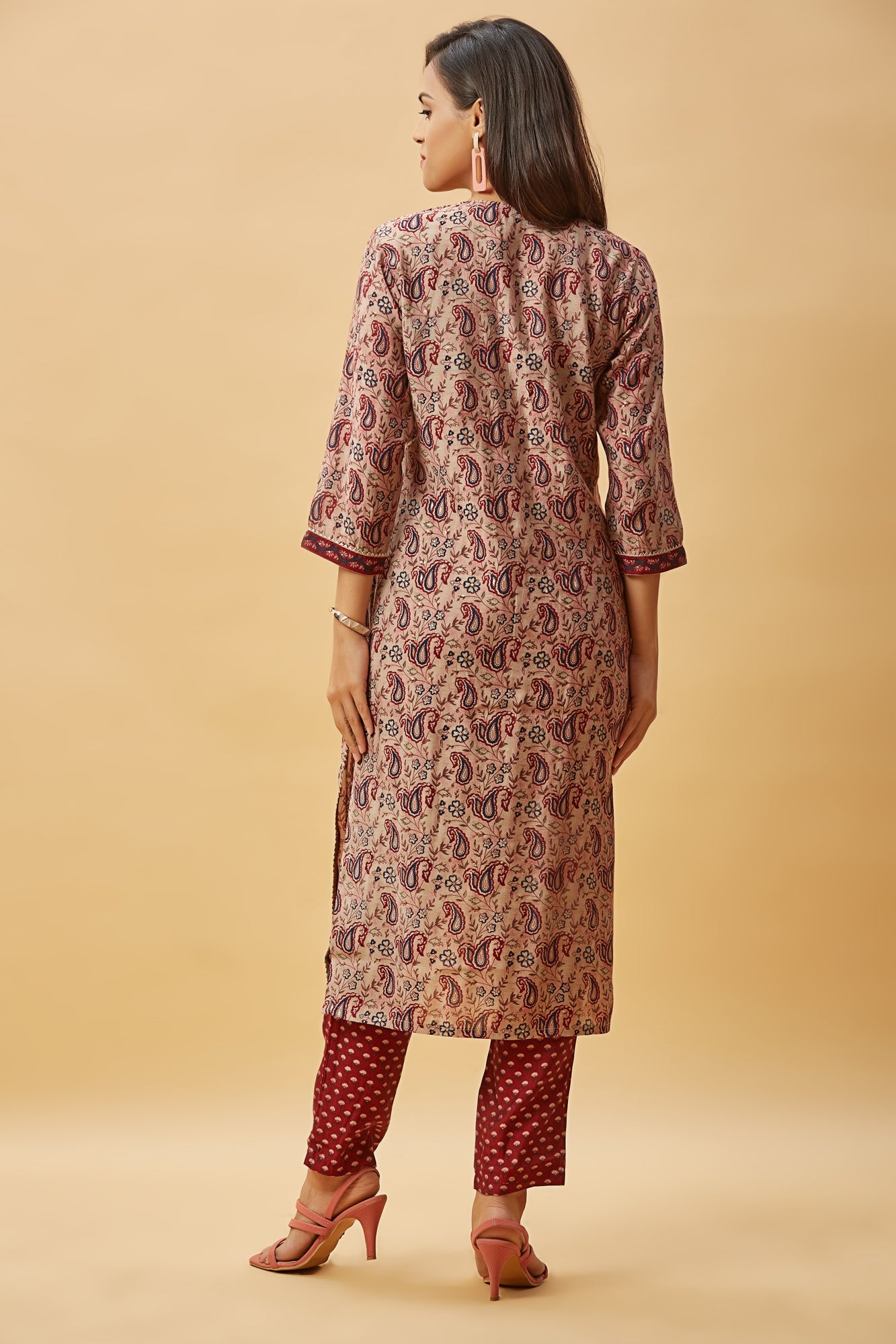 Urban Mystic Maroon Color Light Embroidered Kurta Set