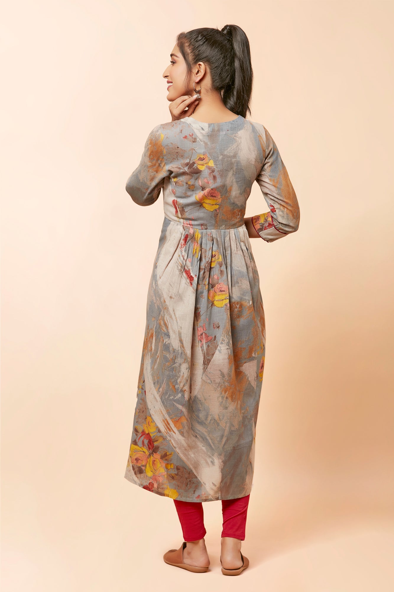 Urban Mystic Linen Look Dress With Light Embrodiery