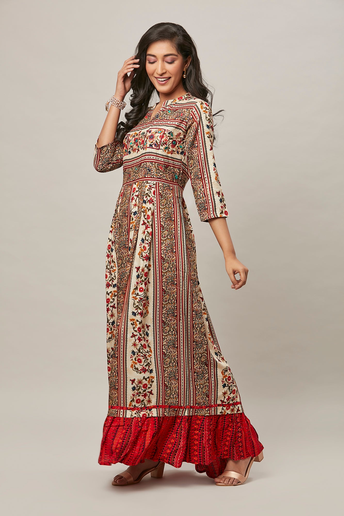 Urban Mystic Floral Printed Dress Style Flared Kurta