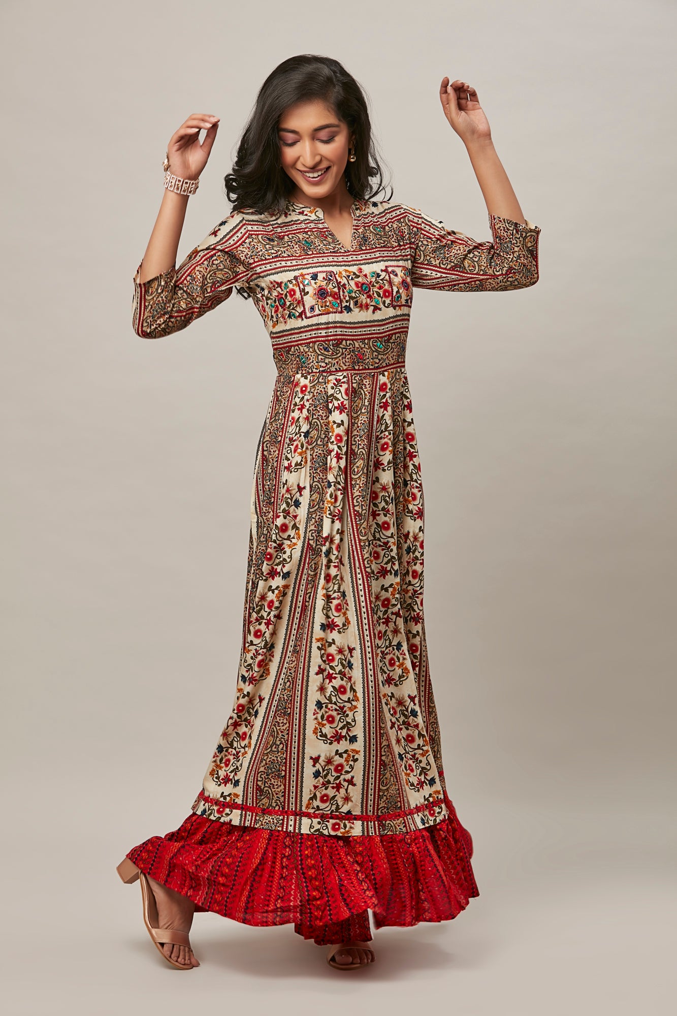 Urban Mystic Floral Printed Dress Style Flared Kurta