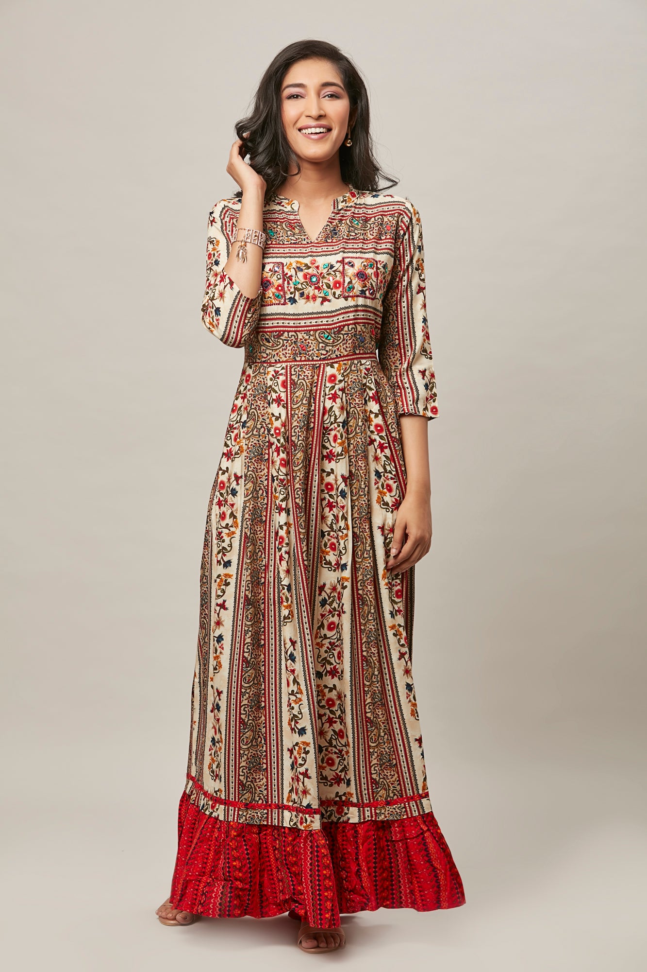 Urban Mystic Floral Printed Dress Style Flared Kurta