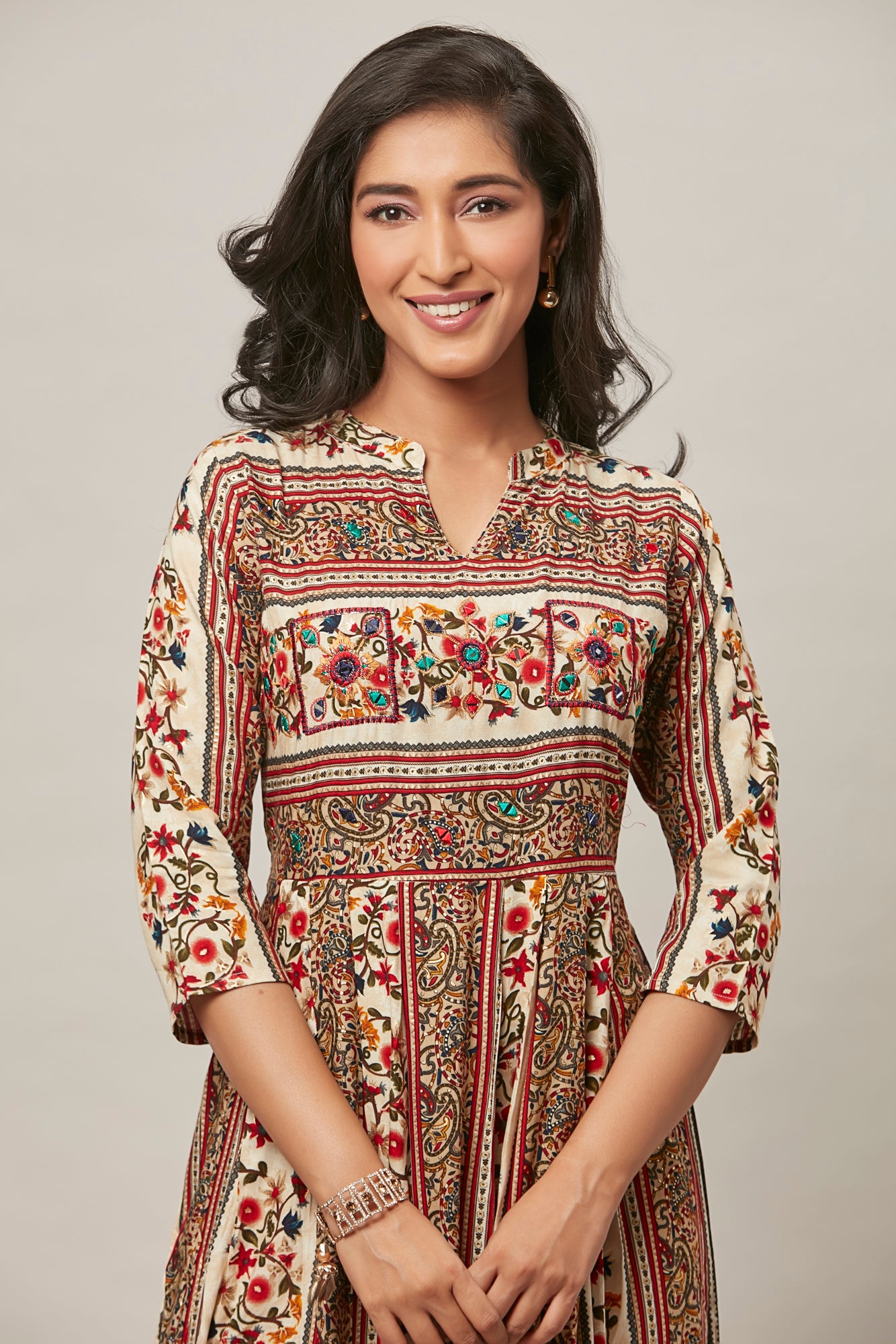 Urban Mystic Floral Printed Dress Style Flared Kurta