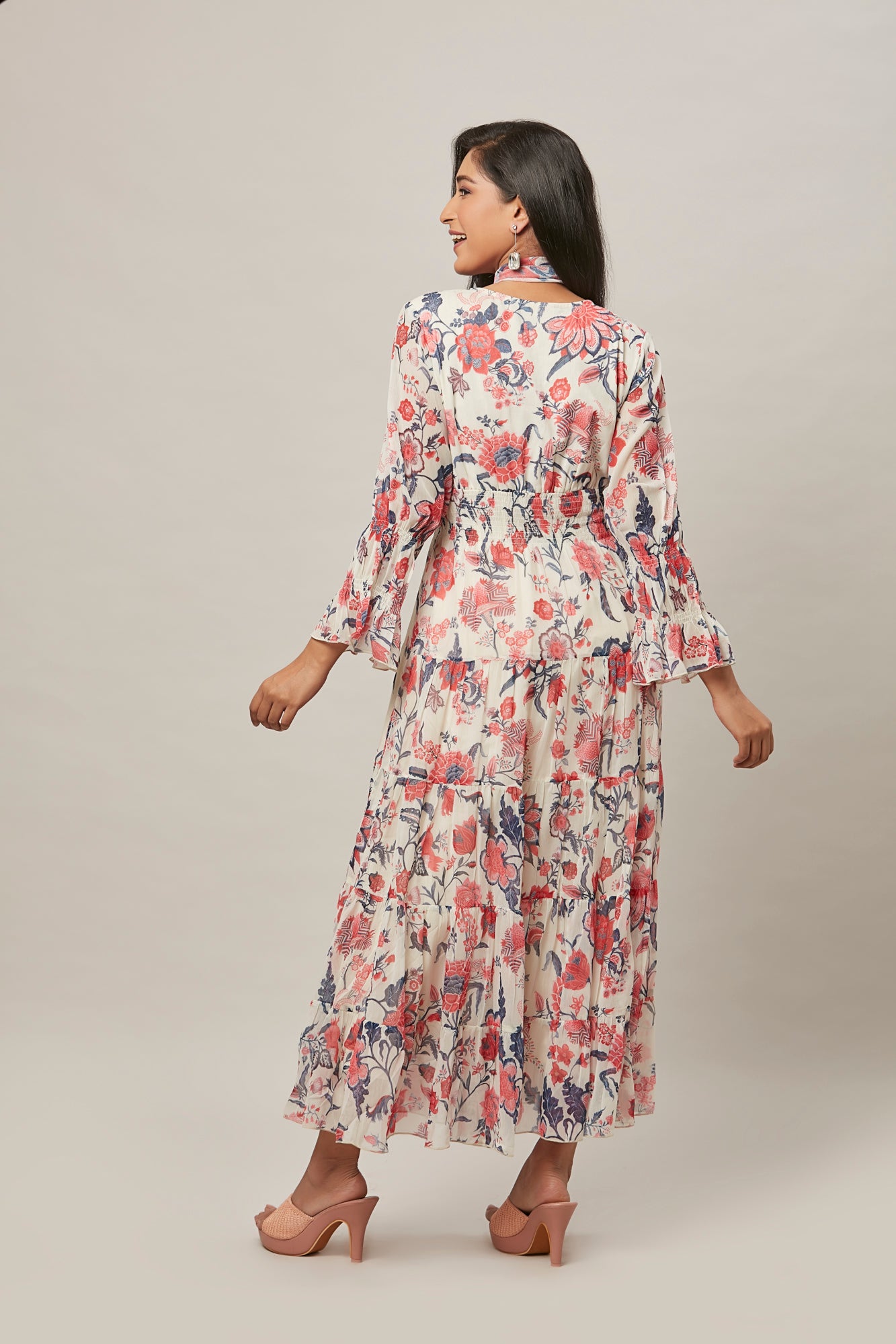 Urban Mystic Floral Print Dress In Chiffon