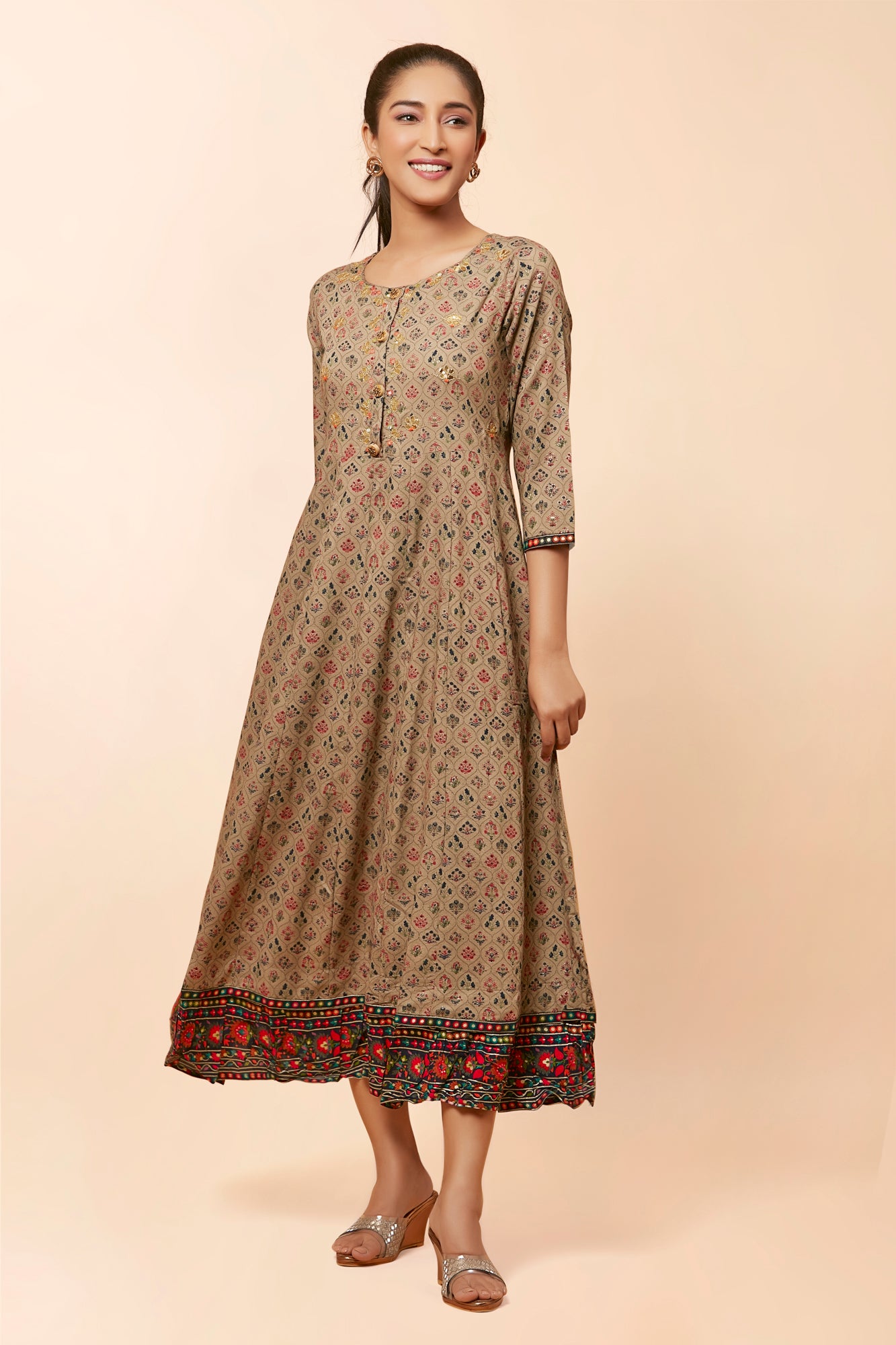 Urban Mystic Long Dress Style Floral Kurta In Soft Rayon Fabric