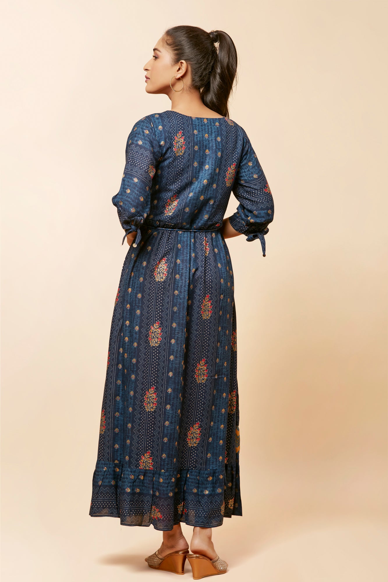 Urban Mystic Blue Colored Light Embroidered Flared Dress Style Kurta