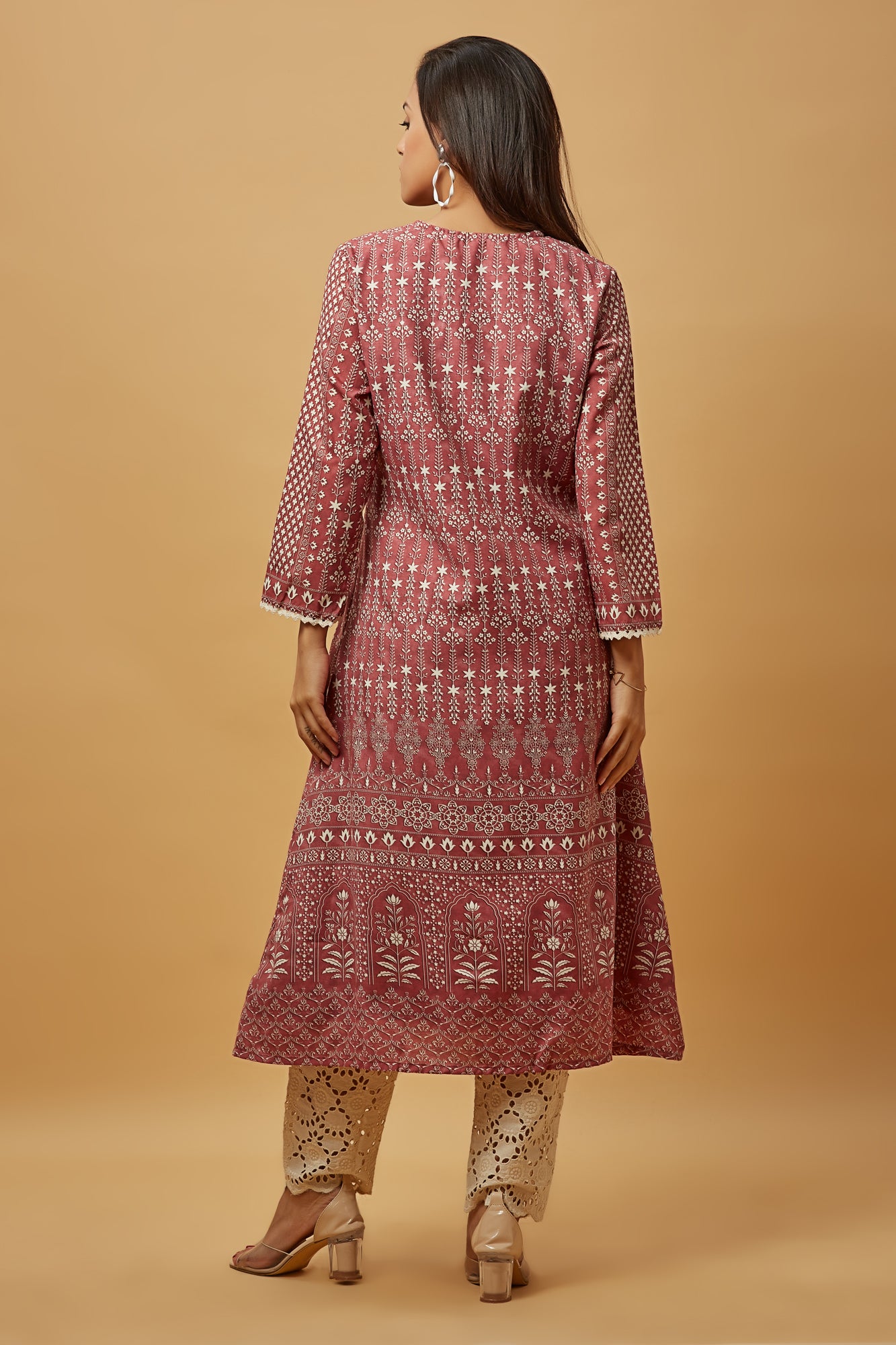 Vootbuy Women's Pure Silk Cotton Kurti with Geometric Design