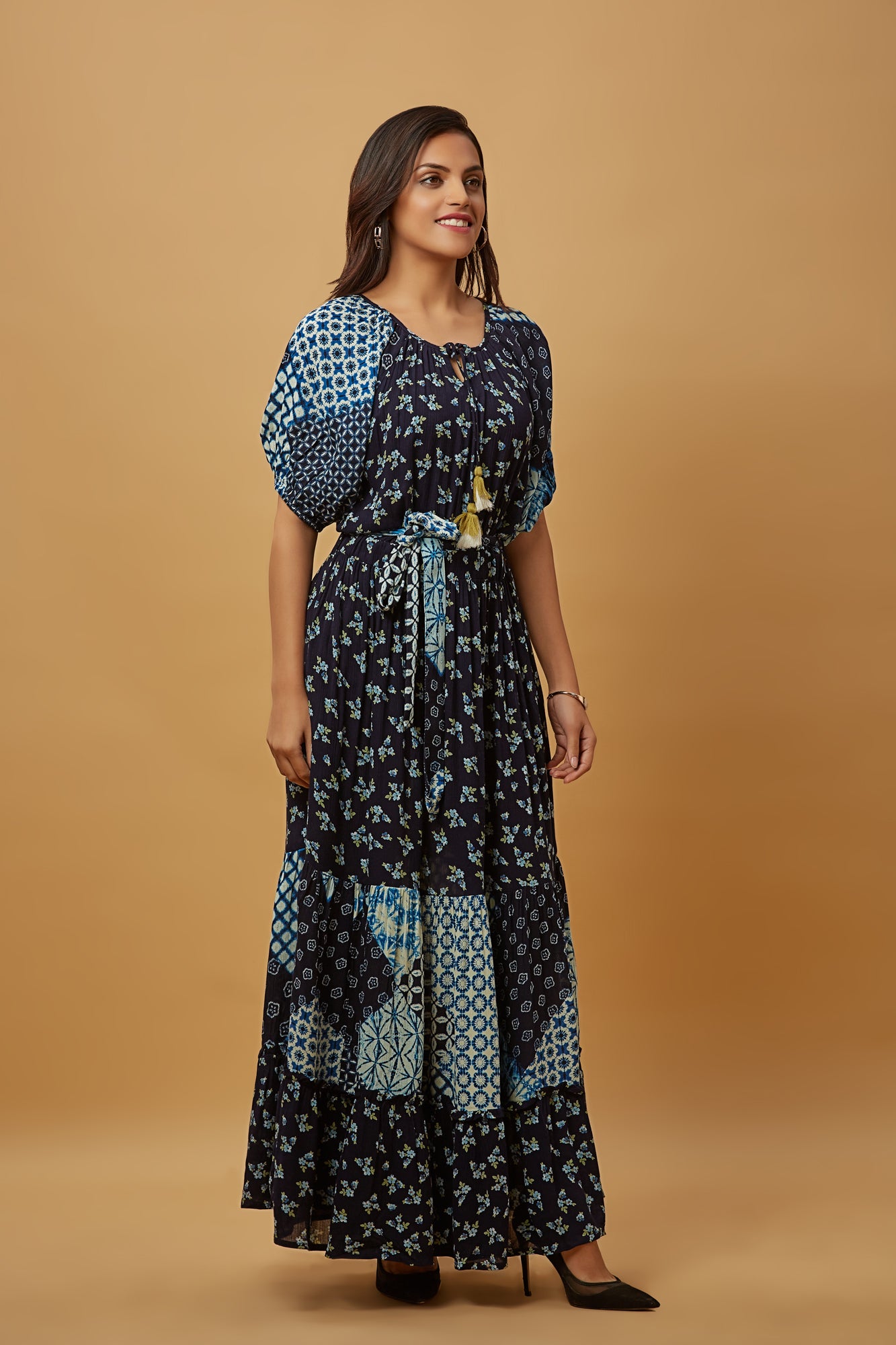 Urban Mystic Rayon Printed Design Long Midi Dress