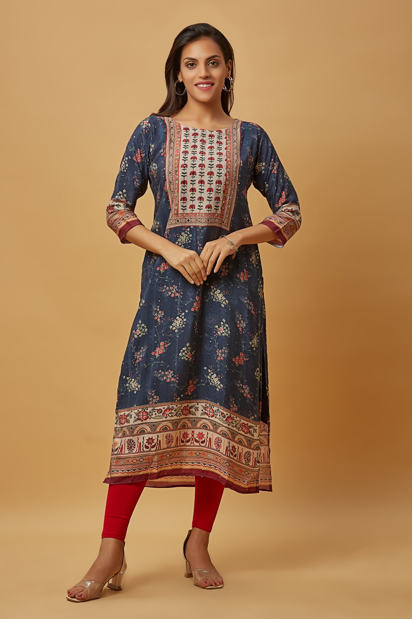 Urban Mystic Silk Floral Print Kurta And Dupatta Set