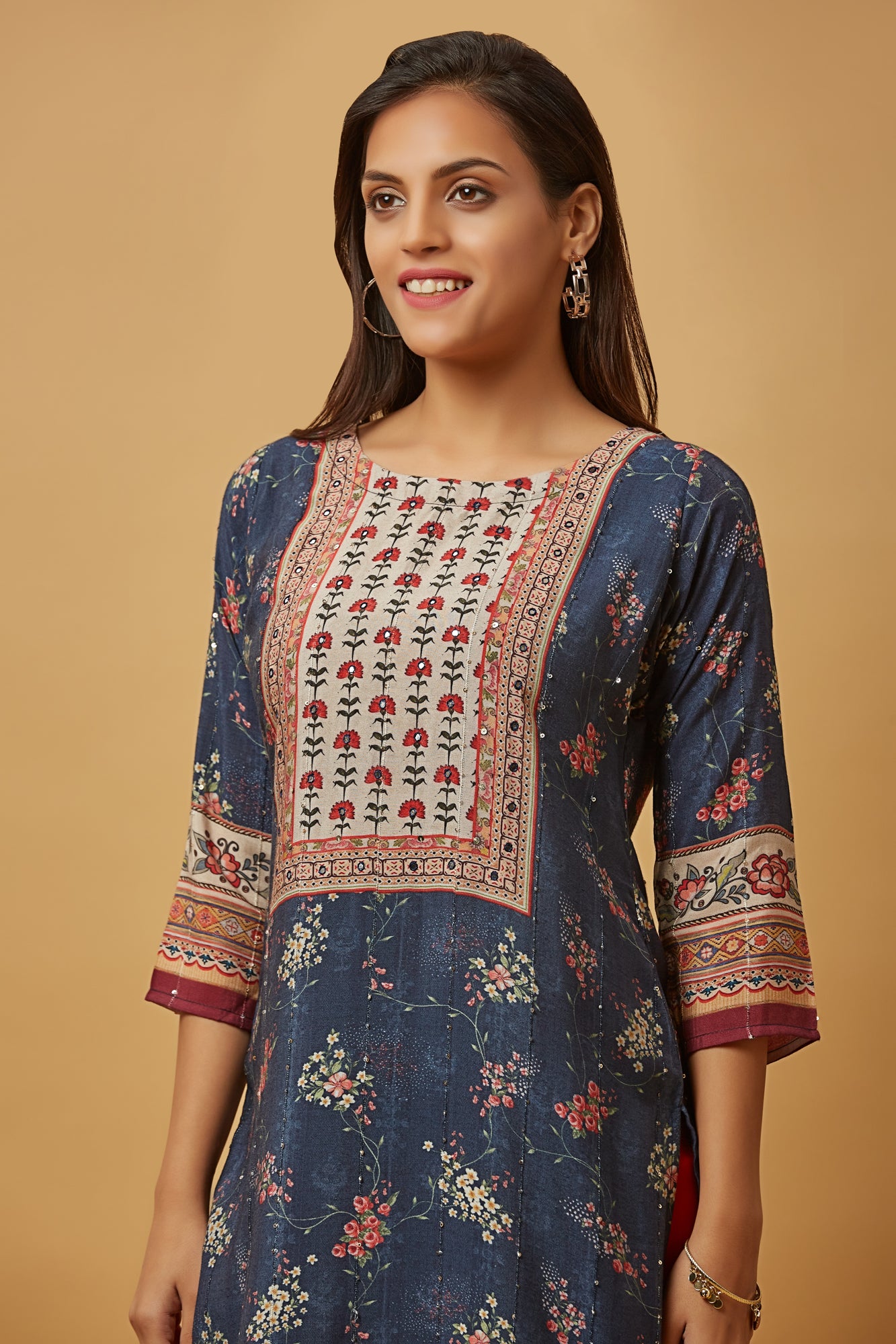 Urban Mystic Silk Floral Print Kurta And Dupatta Set